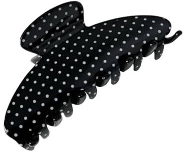 The RPZL Premium Acetate Big Hair Accessory | Oversized Claw Clip for Thick and Thin Hair | Stylish Hair Jaw for Women and Girls (BLACK POLKA DOT)