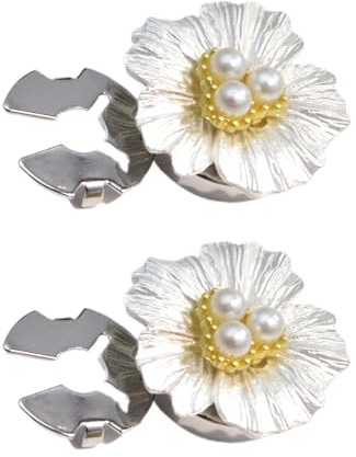 Perl Blumen Knopfabdeckungen,2 Teile Bastel Manschettenknöpfe | Blütenförmige Perlen Manschettenknöpfe | Damen Blusenkleid Accessoires