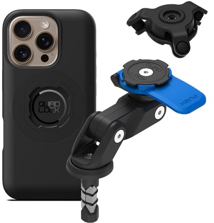 Quad Lock Fork Stem Motorcycle Phone Mount (V2) with MAG Phone Case and Vibration Dampener for iPhone 16 Pro
