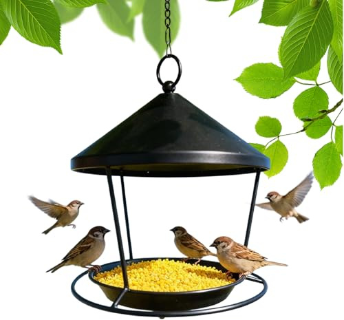 Vogelfutterschale aus Metall | Hängetablett für Kolibris aus Metall, dekoratives Vogelfutter-Tablett – für Garten im Freien, Hintergarten, Balkon,