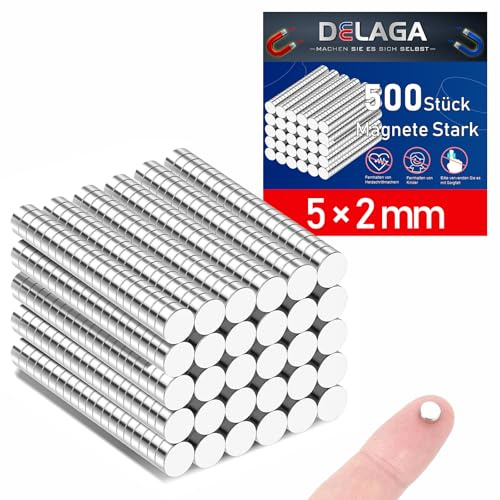 500 Stück Magnete Stark, Kleine Magnete 5x2mm Magnet | Mini Magnete für Magnettafel, Kühlschrank, Whiteboard, Pinnwand, Büro, 3D Druck