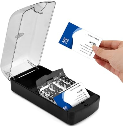 Trivolein Business Card Box, Lightweight Desk Organizer with Clear Lid Storage up to 350 Cards Credit Cards Holder File Box Storage for Tabletop Office(COLOR:M)
