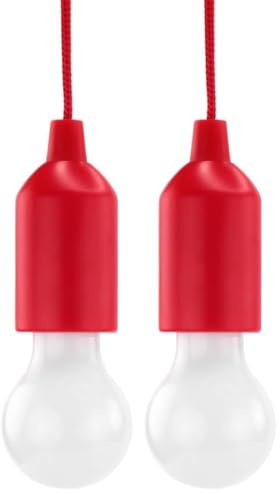 HyCell Pull Light in rot mit Zugschalter inkl. AAA Batterien - tragbare LED Lampe warmweiß - mobile Leuchte ideal für Garten Schuppen Zelt Camping Dachboden Kleiderschrank oder Party Dekoration