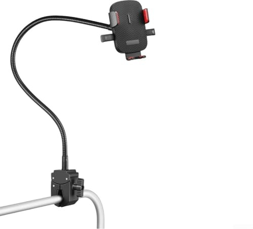 Support de téléphone réglable à 360 degrés, col de cygne en métal avec installation sans outil pour vélo, scooter, poussette, fauteuil roulant, convient aux appareils de 20 cm à 50 cm, noir (40 cm)
