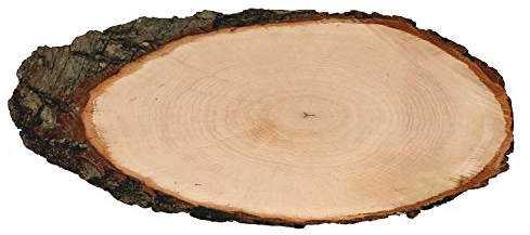 Rindenbrett Esche oval - Rindenscheibe Baumscheibe geschliffen Holzbrett, Brettgröße:ca. 45cm lang