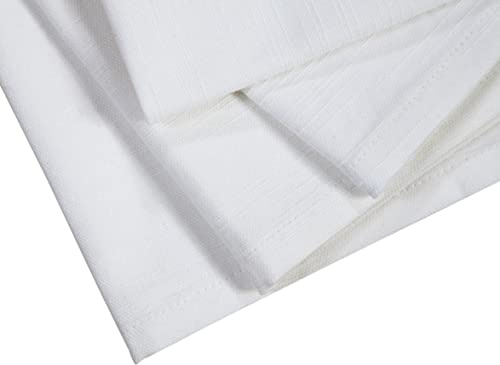Linen Clubs - Slub Cotton Duck Dinner Napkins - White - 18x18 (Set of 12) - 100% Slub Cotton duck with Linen Look Napkins (Slub Duck)