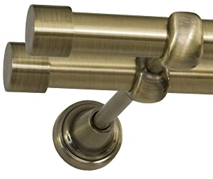 ROLLMAXXX Gardinenstange Vorhangstange 19mm 2-läufig Messing Design Metall (Rullo, 200 cm)