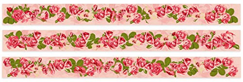 Wandkings Bordüre - Wähle ein Motiv - Rosen - 3x selbstklebende Wandbordüren je 150 cm - Gesamtlänge: 450 cm - Höhe: 12,5 cm