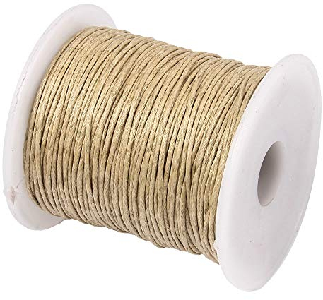 Perlin - 75 m Gewachste Baumwollekordel Beige Sand 1mm Gewachst Schmuck Schnüre Wachs Fäden Baumwollschnur Wachsfaden Wachsband Perlenschnur Schmuckherstellung C161
