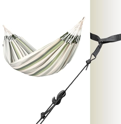 LA SIESTA® - Brisa - Klassische Doppel + Baum- & Pfosten-Befestigung Hängematte, handgefertigt in Kolumbien, mit 160 cm Breite für entspannte Momente drinnen und draußen. (Cedar)