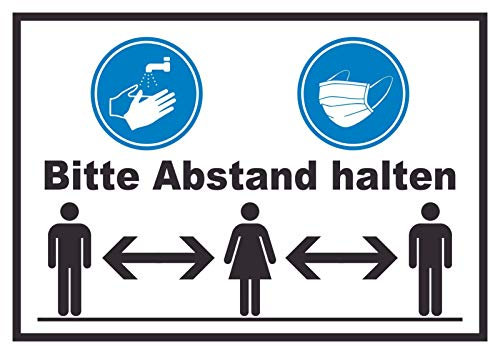 HB-Druck Hände waschen Mundschutz Abstand Schild A2 Rückseite selbstklebend