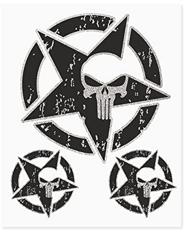 4R Quattroerre.it 9169 Kit Adventure Stickers Aufkleber für Motorradkoffer Stern Schädel Punisher, 20 x 24 cm
