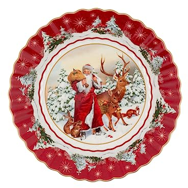 Villeroy & Boch 1483323638 Toy's Fantasy Ciotola Grande Babbo Natale con Animali della Foresta (1 Pezzo), Porcellana, Multicolore, 25 x 25 x 5 cm