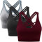 ANGOOL Damen Sport BH ohne Bügel Gepolstert Yoga Bra Kreuz Rücken Sport Bustier für Jogging Fitness , Schwarz+grau+weinrot , S