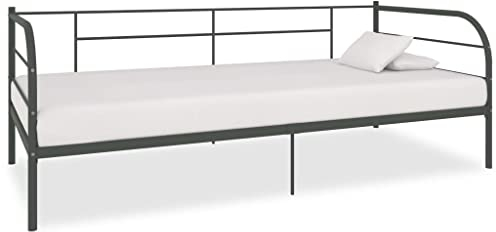 vidaXL Bettgestell Metallbett Bettsofa Bett Tagesbett Kojenbett Einzelbett Schlafzimmerbett Lattenrost Bettrahmen Grau Metall 90x200cm