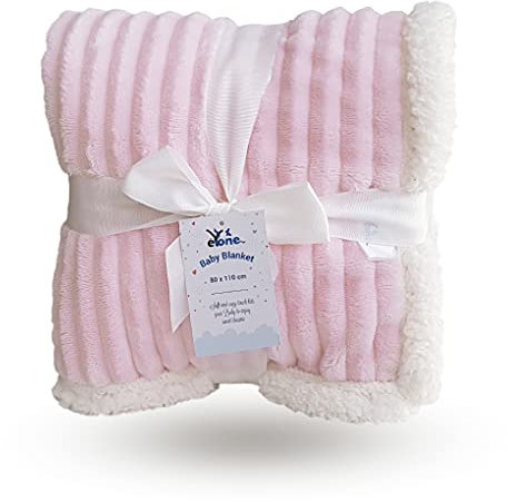 eYone Coperta in pile Sherpa per bambini o bambine, grande, per lettino, seggiolino auto, carrozzina (80 x 110 cm) (rosa)