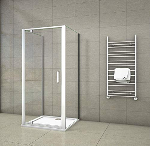 Aica Sanitär U-Kabine U-FORM Duschkabine Duschabtrennung Dusche Drehtür mit Duschtasse