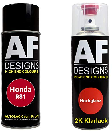 Alex Flittner Designs Spraydose Set für Honda R81 Milano Red 2K Klarlack | Autolack-Spraydosen-Set für Honda Farbcode: R81 Milano Red