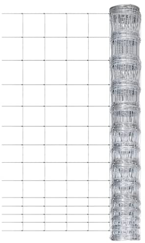vidaXL Gartenzaun Weidezaun Forstzaun Knotengeflecht Wildzaun Drahtzaun Gitterzaun Wildgitter Schafsdraht Zaun Maschendrahtzaun Verzinkter Stahl 50m 150cm Silbern