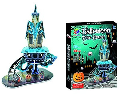 3D Puzzle Halloween-Baumhaus - 3D-Puzzlespiele, 3D Puzzle Kürbis Haus Modell DIY Puzzle Für Kinder