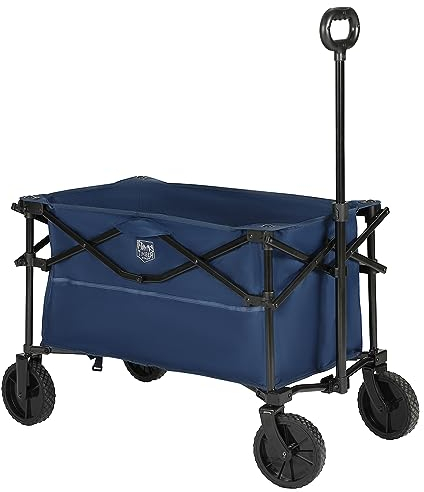 TIMBER RIDGE Faltbarer Faltbarer Wagen, Utility-Strandwagen mit All-Terrain-Universalrädern, robuster Faltbarer Lebensmittelwagen für Outdoor, Garten, Camping, Einkaufen, hält 102 kg, Dunkelblau