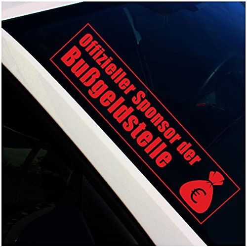Finest Folia Frontscheibenaufkleber Schriftzug Sponsor Bußgeldstelle Aufkleber für Windschutzscheibe Heckscheibe Frontscheibe Auto Fahrzeug Dekor Sticker FS121 (Karminrot, Außenklebend)
