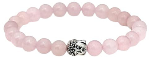 Generico ALCHIMIA - Bracciale unisex Buddha pietre vere naturali mm.8 (QUARZO ROSA)