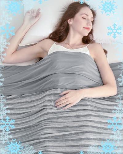 Ailemei Direct Kühldecke Sommerdecke Geschenk für die Familie, Doppelseitige Wohndecke Kühler Zum Schlaf Fürs Bett, Absorbiert Körperwärme und Sorgt Für Kühle Bei Heißen Schläfern,Grau 229×229cm