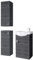 Planetmöbel Badmöbel Set Waschtisch mit Unterschrank 40 x 60 x 29 cm mit 2X Midischrank 32 x 75 x 23 cm für Badezimmer, Gäste WC & Bad, Anthrazit