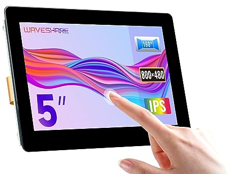 Waveshare 5inch Capacitive IPS Touch Display for Raspberry Pi with 800×480 Resolution DSI Interface Supports Pi 4B/3B+/3A+/3B/2B/B+/A+/CM3/3+