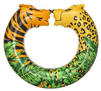 Bestway Swimming Ring | 43” Inflatable Swimming Float, Split Tube, Durable Summer Water Pool Toys, Jungle Design