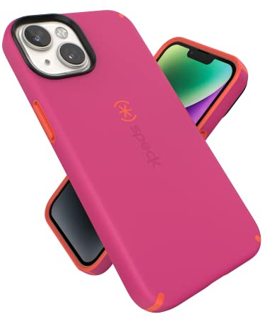 Speck iPhone 14 & iPhone 13 Hülle - Schlanke Handyhülle mit Fallschutz, Kratzfest mit Soft Touch für 6,1 Zoll iPhones - Dual Layer Case, Digital Pink/Energy Red CandyShell Pro