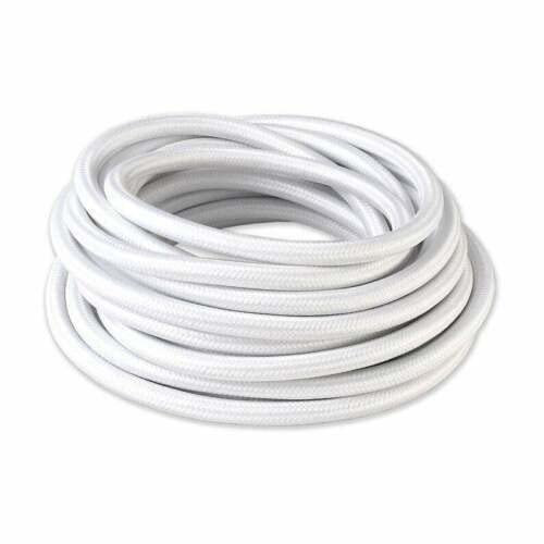 LEDSone Vintage Fabric 3 Core Round White 0.75mm Italian Braided Cable 5 Meters Electrical Flexible Lamp Cable Wire for pendant Lighting