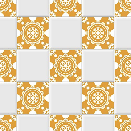 INDIGOS UG Fliesenaufkleber Bad und Küche - Set 012 - Marrakesch - 10x10cm - 18 Stück - Fußbodenfliesen - Wandfliesen selbstklebend - Klebefliesen für Boden - WC, Bordüre Fliesenspiegel renovieren