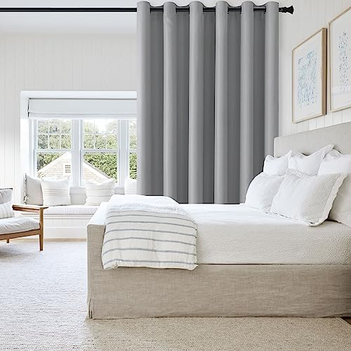 DWCN Grau Raumteiler Vorhang Blickdicht 213x254cm(HxB) Raumtrenner Thermovorhang Extra Breite Vorhänge Ösen Verdunklungsvorhänge Wohnzimmer Gardinen mit ösen Blickdichte Gardinen Schlafzimmer, 1 Stück