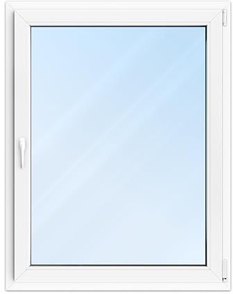 FENSTERVERSAND - Kunststofffenster Weiß - zu öffnendes Fenster Kunststoff mit Griff, Dreh- & Kippfenster, 2-fach Verglasung, Klarglas - DIN rechts - BxH: 1050x1350 mm, 70 mm Profil