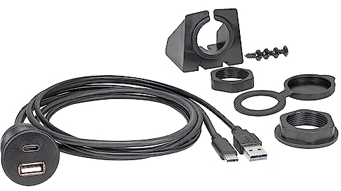 tomzz Audio 9000-008 USB 2.0 Typ A + C Einbaubuchse Steckdose EIN- Aufbau 60W 5 GB/s max mit 100cm Kabel
