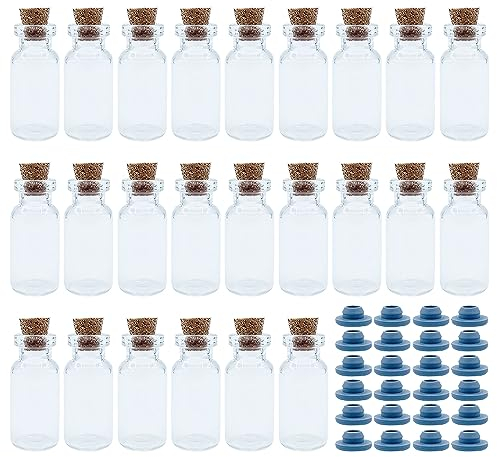 UMCHU 24 bouteilles de souhaits, mini bouteilles en verre, avec bouchon en liège et en caoutchouc, bouteilles pour cadeaux de Noël, pour bricolage, mariage, cadeaux de fête (16 * 35mm)