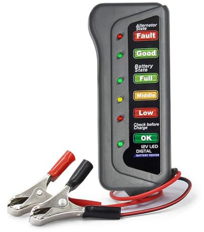 12V car Battery Tester Battery Checker, Alternator Tester Automotive, Check alternator and Battery Charging System Universal for Car, Motorcycle, Truck, 12 Volt Auto Check for Automobile