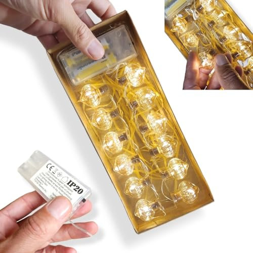 ANTEVIA - Guirlande Lumineuse de Noël 120cm Lumière Chaude 12 Boules | Boules LED en Verre | Sapin Table Décoration |Plus DE 10 MODÈLES |Couleur : Beige (Guirlande L4)