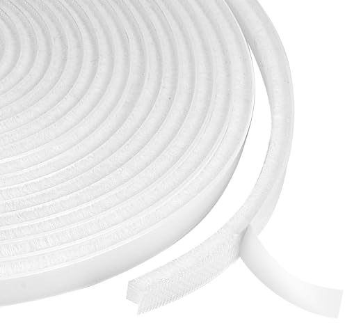 Flintronic Joint Brosse porte Coulissante, oint brosse porte coulissante Polypropylène, 9mm(B) x 5mm(D) x 6M(L) Autocollante Joint Brosse Porte pour L'isolation la Protection Contre le Vent, Blanc