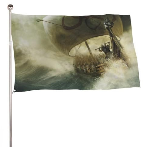 Nordische Wikinger Odin Raven Flaggen, Wasserdichte Premium Polyester-Flaggen, Doppelt Genähte Ränder, Holiday Garden Fahnen mit Metallösen für alle Jahreszeiten ( Color : A26 , Size : 60x96 in )