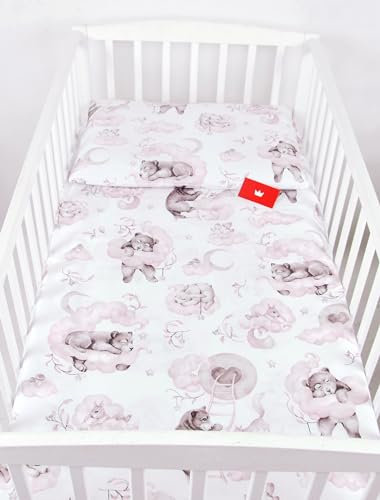 Babylux Bettwäsche Bezug 2 TLG. 100 x 135 cm / 90 x 120 cm Kinderbettwäsche Bettwäsche Kind Bettset Baby Babybettwäsche (128. Bär Rosa, 90 x 120 cm)