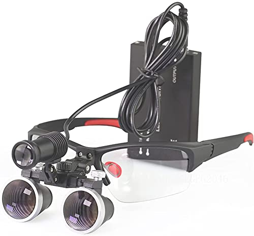 Dentist Lupenbrille Mit Licht Werkzeuge Fachmann Betrieb Binokular Lupen Surgical Brillenlupe Für Zahnarzt Kopf Montiert Loupes Optisches Glas Verwendung Der Kosmetischen Chir(Size:2.5X,Color:Schwarz)
