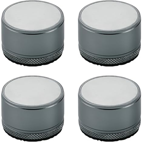 KMERCE Lot de 4 Rehausseur de Meubles Réglable Métal, Rehausseur Pieds de Lit, Pieds de meubles pour Chaise, Table, Canapé, Caisson, Armoire de salle de bain, Gris, hauteur de 2.7cm-4cm, diamètre 40mm