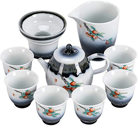 HSYHKDSY Juego de té, Tetera y 6 Tazas, Tetera de cerámica, Tazas de té con Filtro para té Suelto, Servicio de té, decoración del hogar, Caja de Regalo