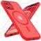 TOCOL für iPhone 12 Hülle für Magsafe, Vollständiger Kameraschutz Stoßfest Kratzfest Transluzente Rückseite Magnetisch Handyhülle für iPhone 12 Case, Rot