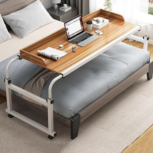 Hospital Table Over Bed For Home Use Swivel,over The Bed Table With Wheels,Adjustable Height Table,Hospital Bed Table,Chair Cart,laptop Desk For Bed,Recliner Table,Perfect For Hospit(Color:Oak Color)