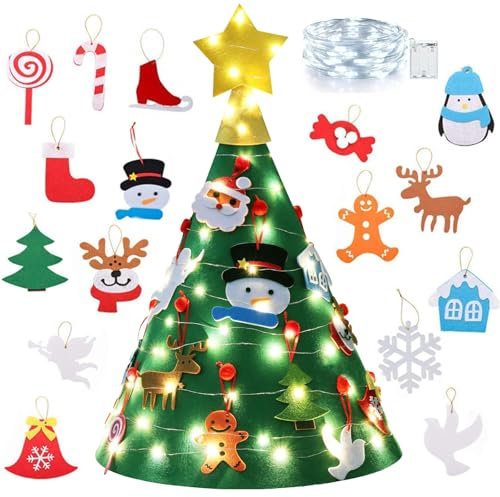 Albero di Natale in Feltro 3D Fai da Te di NEWUPZSI, Set di Decorazioni per Bambini, Regalo di Natale, Decorazione per la Casa, 3 mm x 2