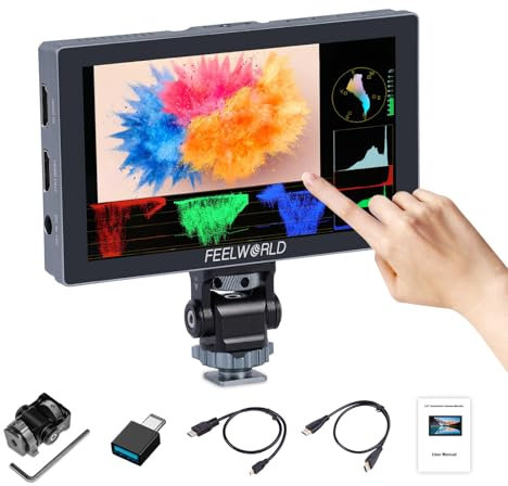 FEELWORLD P6X DSLR cámara Monitor de Campo con Pantalla táctil de 5,5 Pulgadas y 1000 Nit con 4K 60Hz HDMI2.0 3DLUT HDR Forma de Onda Carcasa de Aluminio 9:16 Marcador